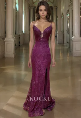 Couture & Ornate V-Neck Appliques Sheath Evening Party Prom Dress