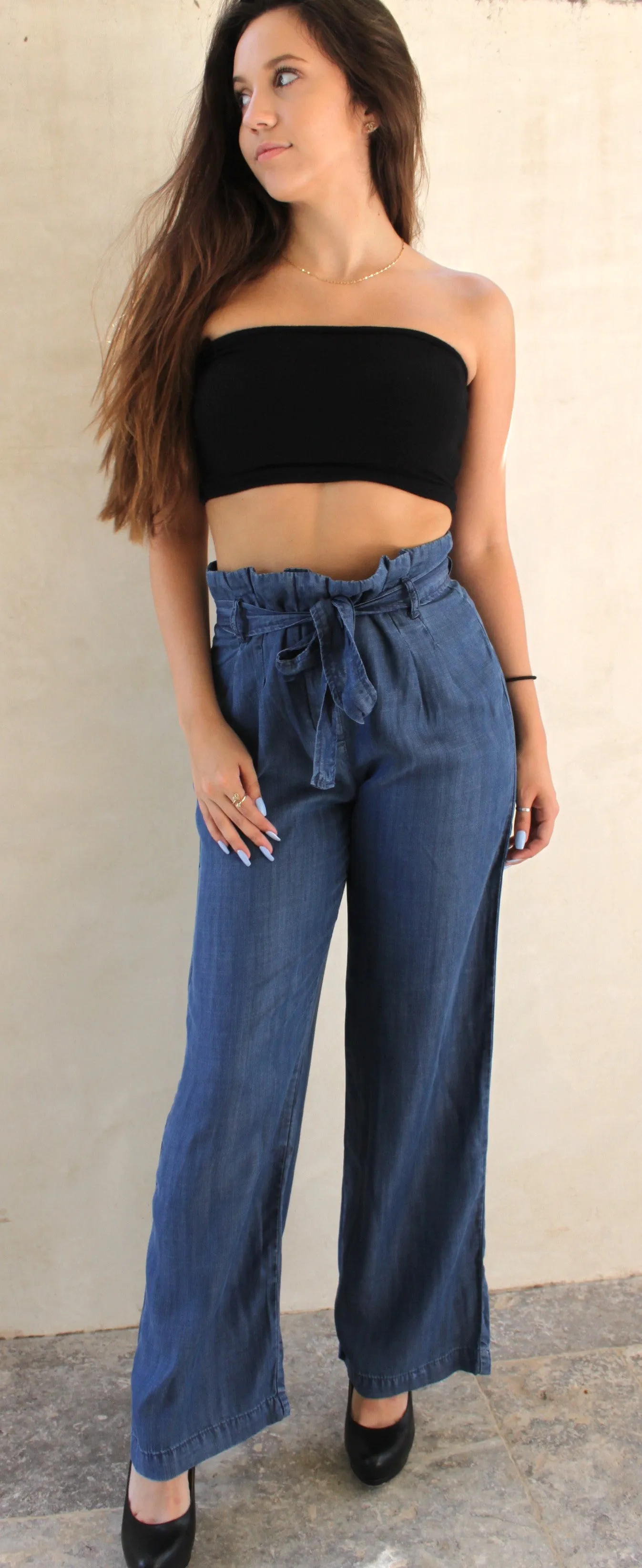 CP62 High Waisted Denim Palazzo Pants