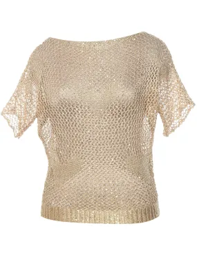 Crochet Lurex Thread Pattern Jumper - XL