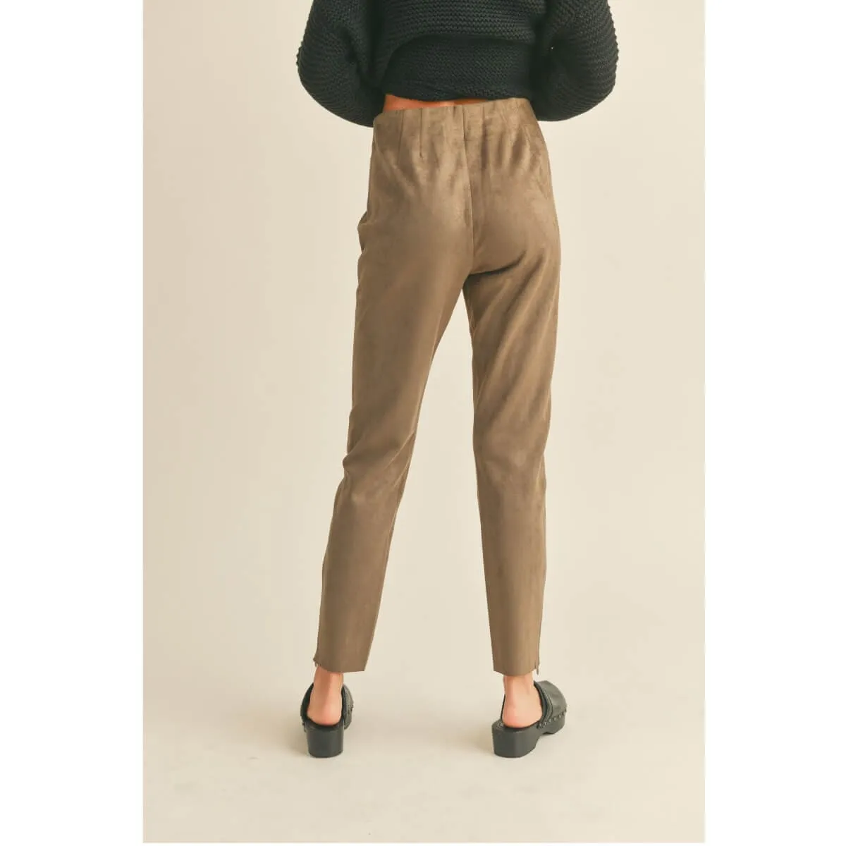 Cropped High Waisted Suede Pants