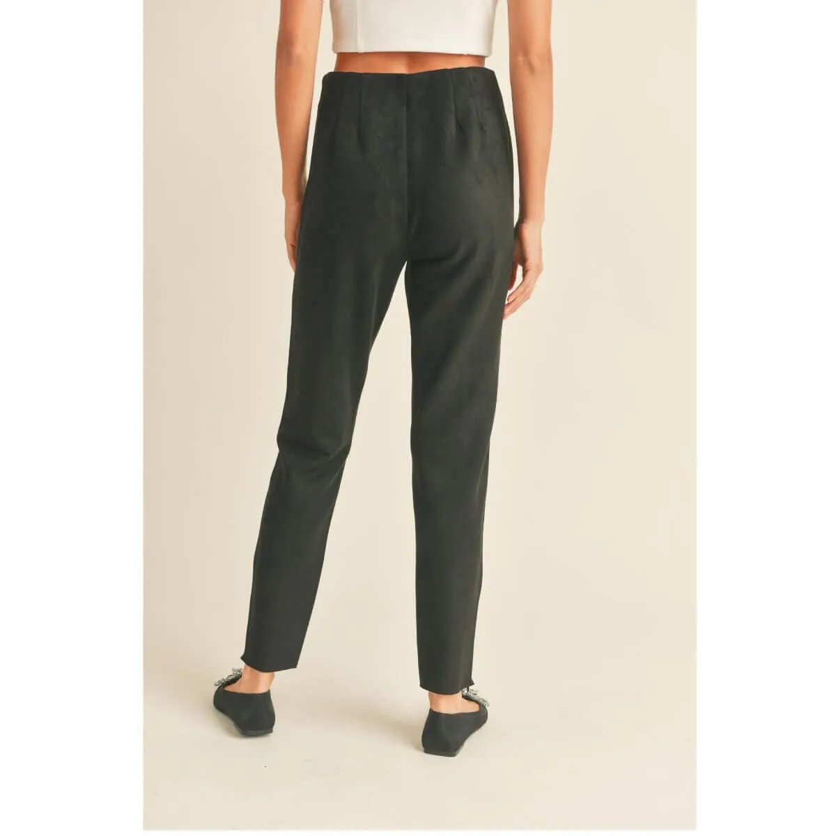 Cropped High Waisted Suede Pants