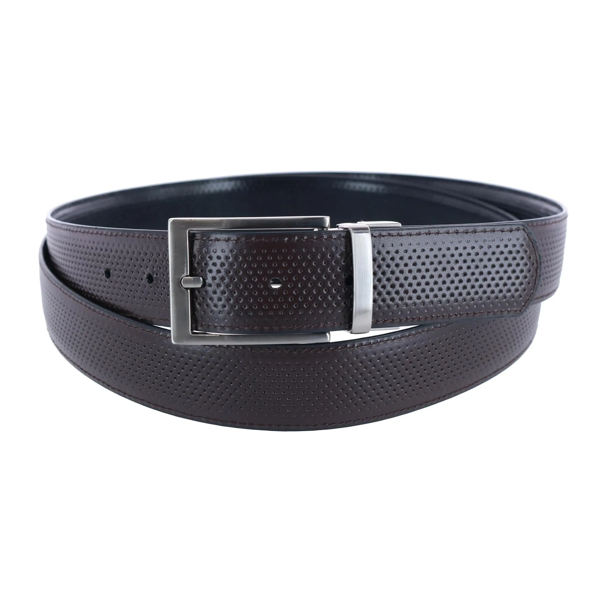 CTM® Men's Big & Tall Reversible Perforated Dress Belt