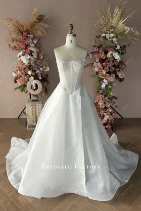 Custom Chantilly Lace Organza Slit Wedding Dress