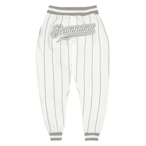 Custom White Gray Pinstripe Gray-White Sports Pants