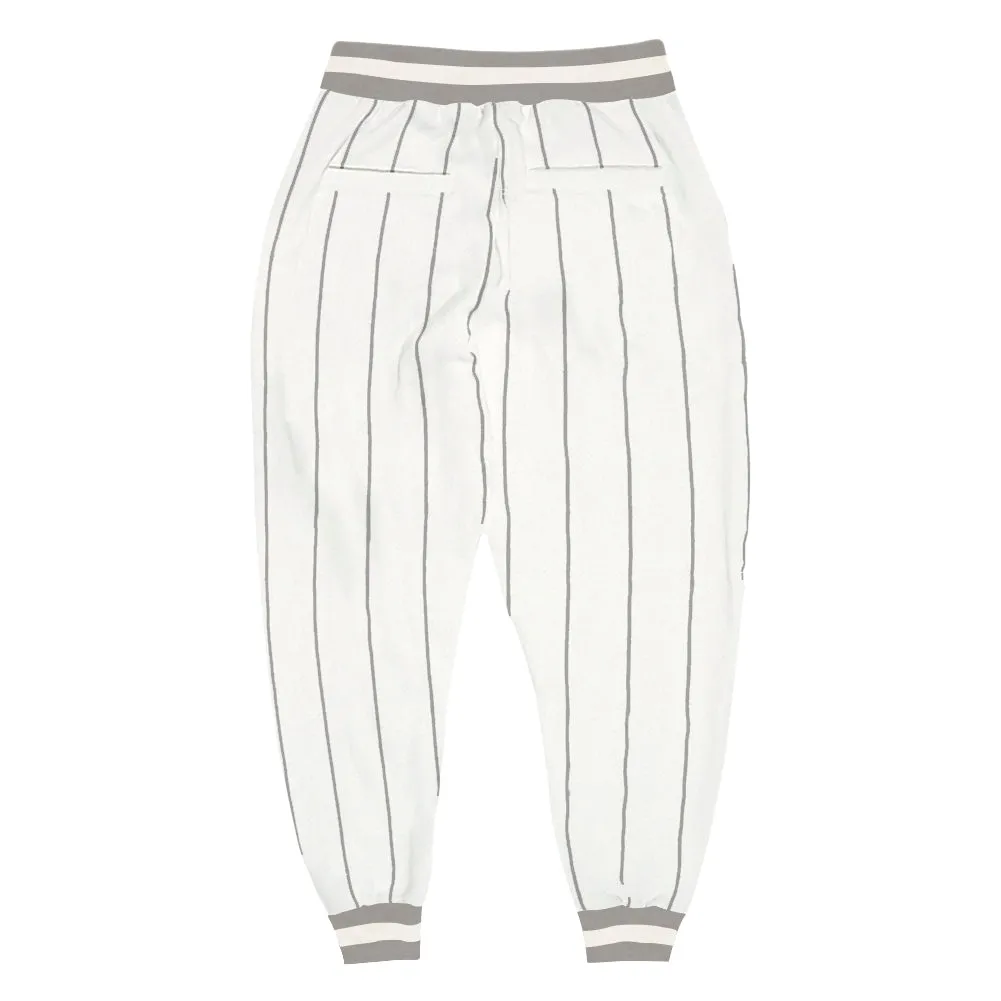 Custom White Gray Pinstripe Gray-White Sports Pants