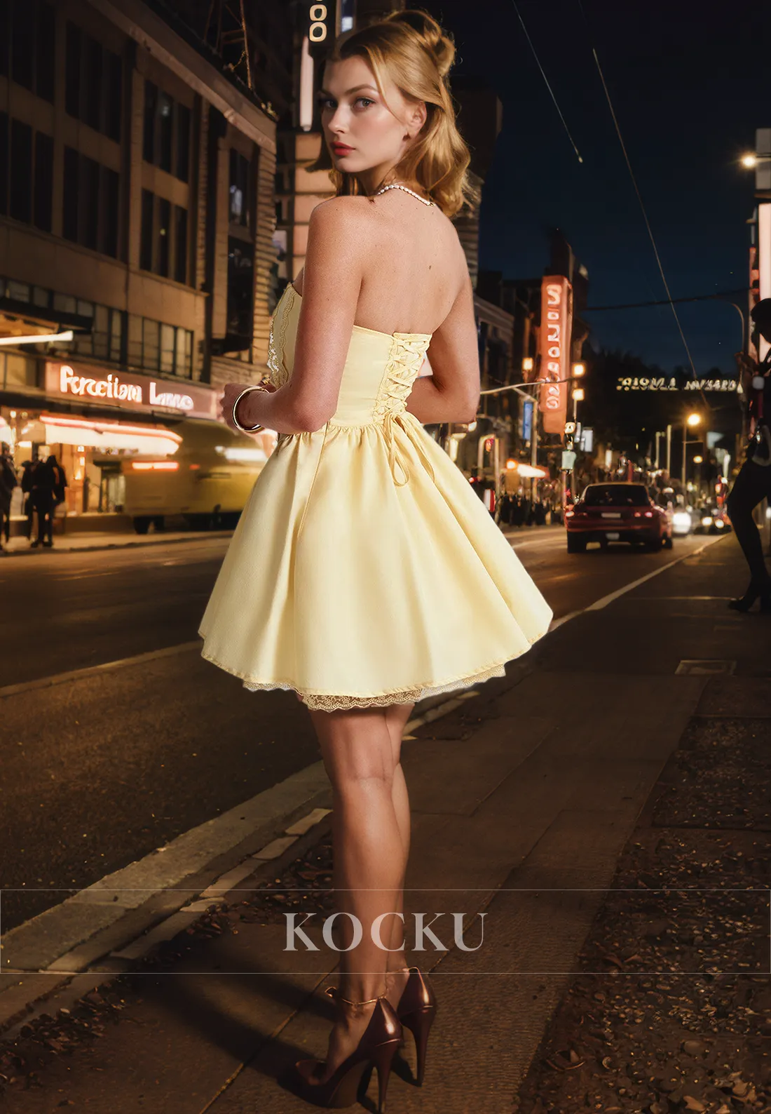 Cute & Charming Off-Shoulder A-Line Satin Party Homecoming Dress