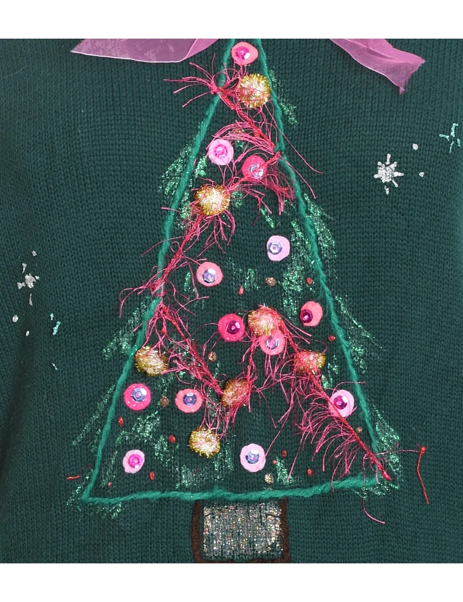 Dark Green Christmas Jumper - S