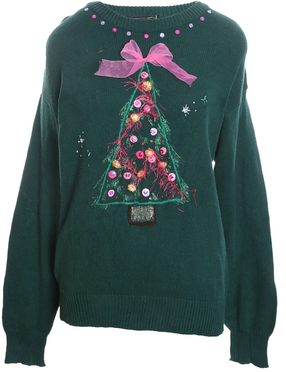 Dark Green Christmas Jumper - S