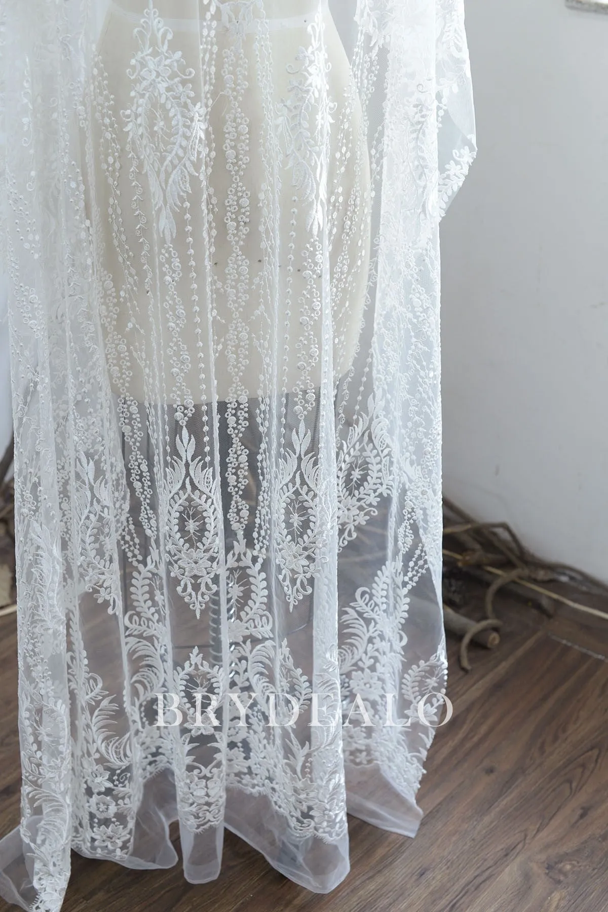 Designer Embroidered Double Border Lace Fabric