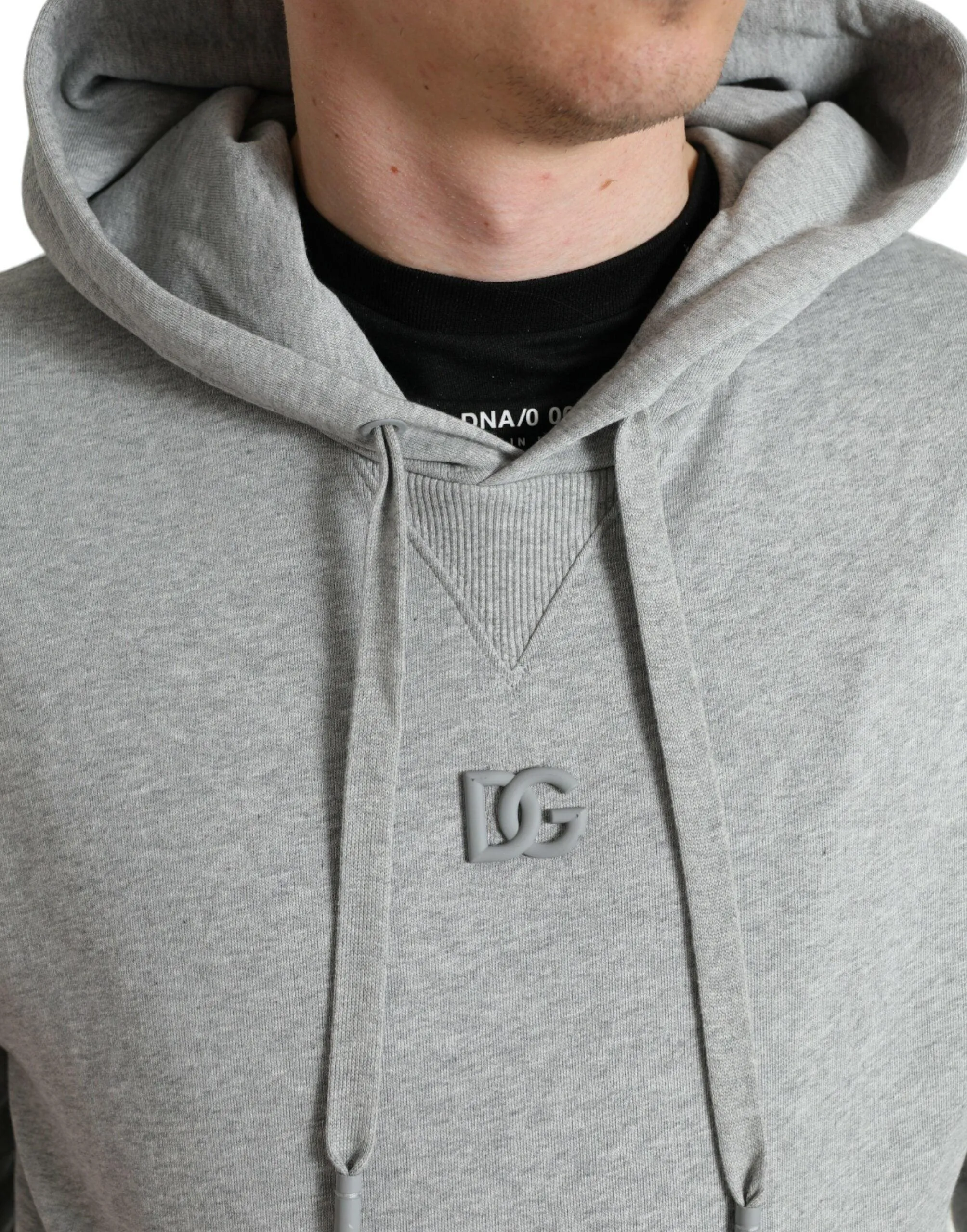 Dolce & Gabbana Gray Cotton Logo Hooded Sweatshirt Sweater