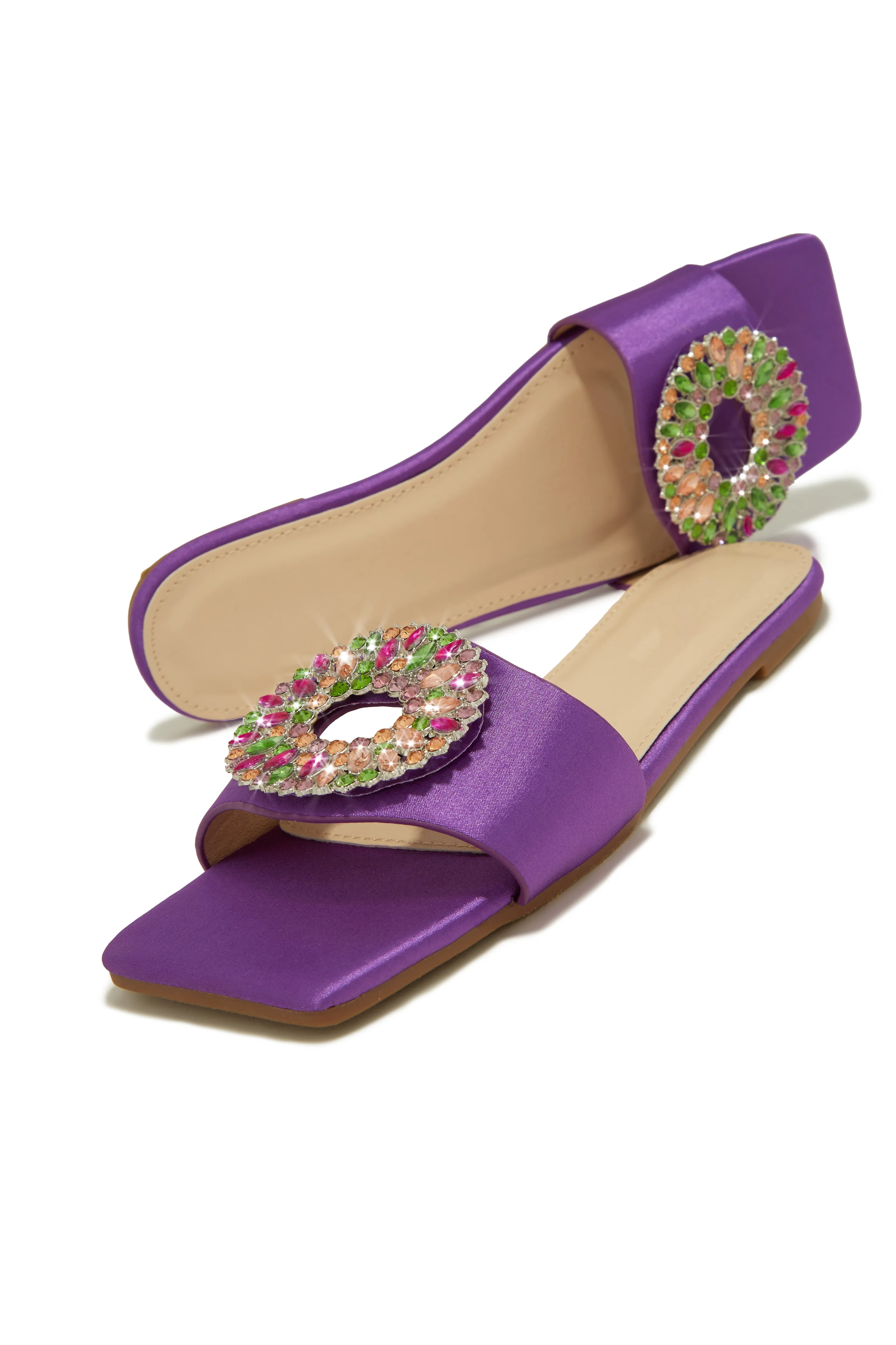 Dolce Summer Embellished Slip On Sandals - Purple