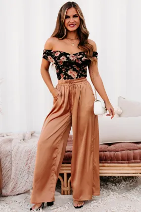 Eisele Wide Leg Satin Pants (Light Cinnamon)