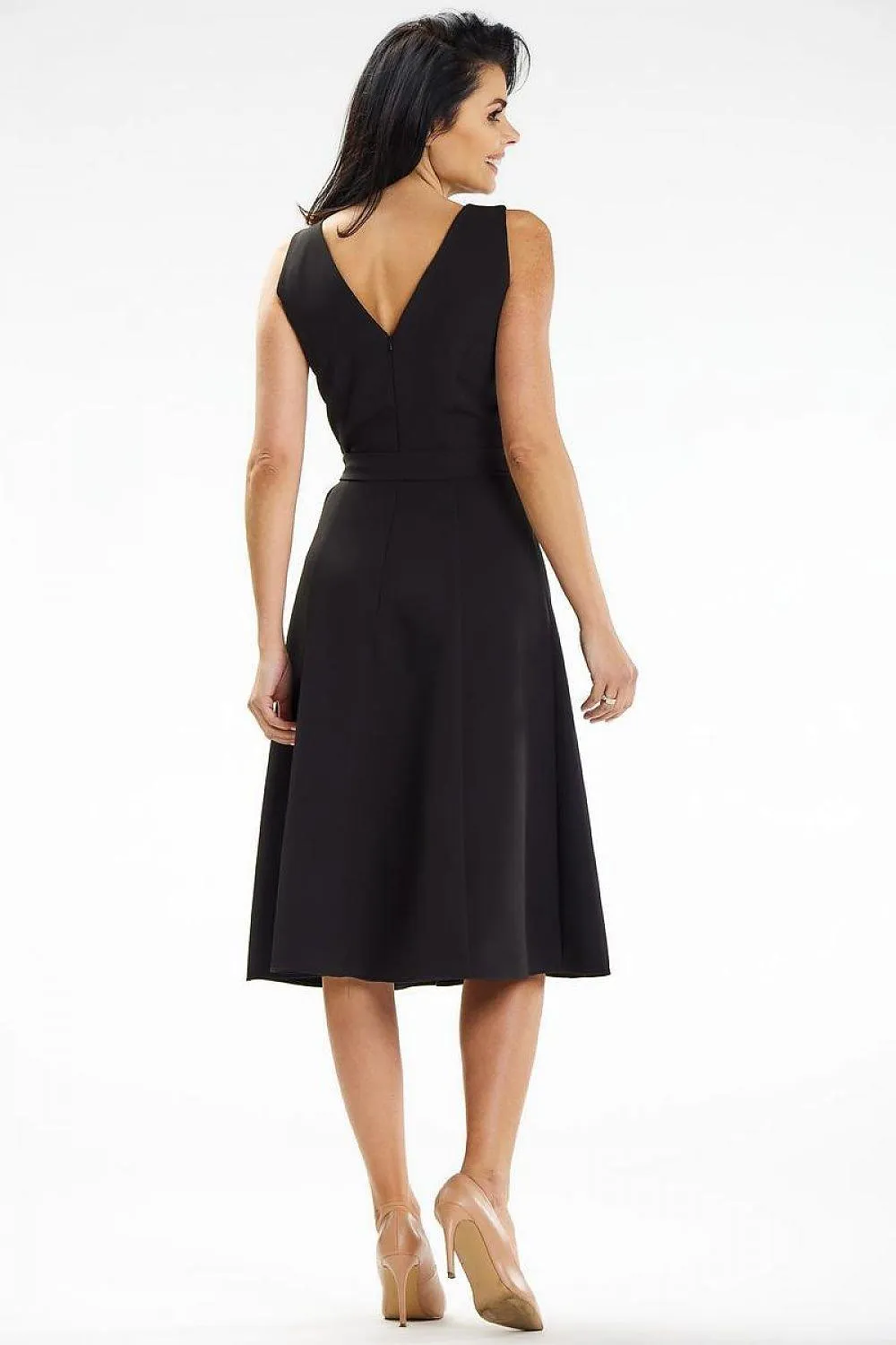 Elegant Boat Neck Midi Dress with Belt - Ideal for Any Occasion