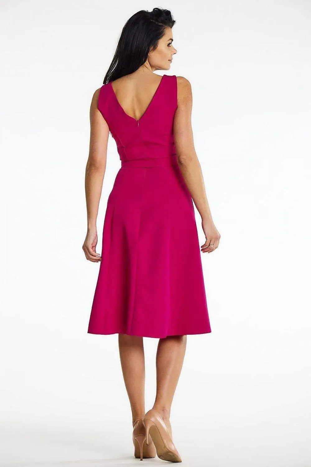 Elegant Boat Neck Midi Dress with Belt - Ideal for Any Occasion