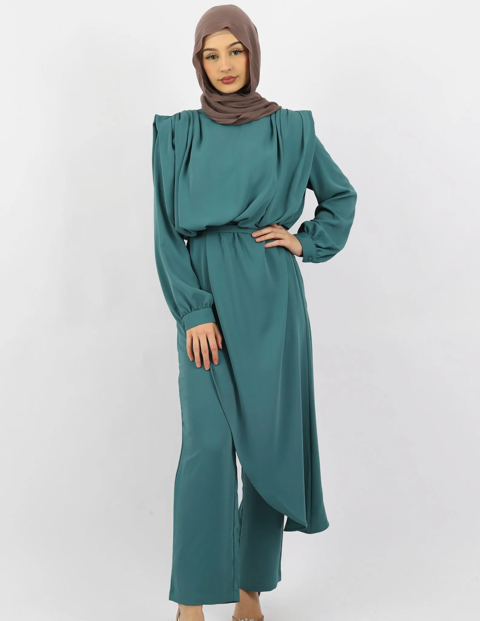 Escape Azora Asymmetric Blouse and Pants Set