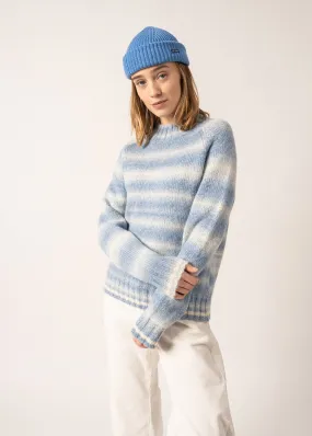 Everest Printed Jumper - with high neck, in wool (CIEL CHINE)