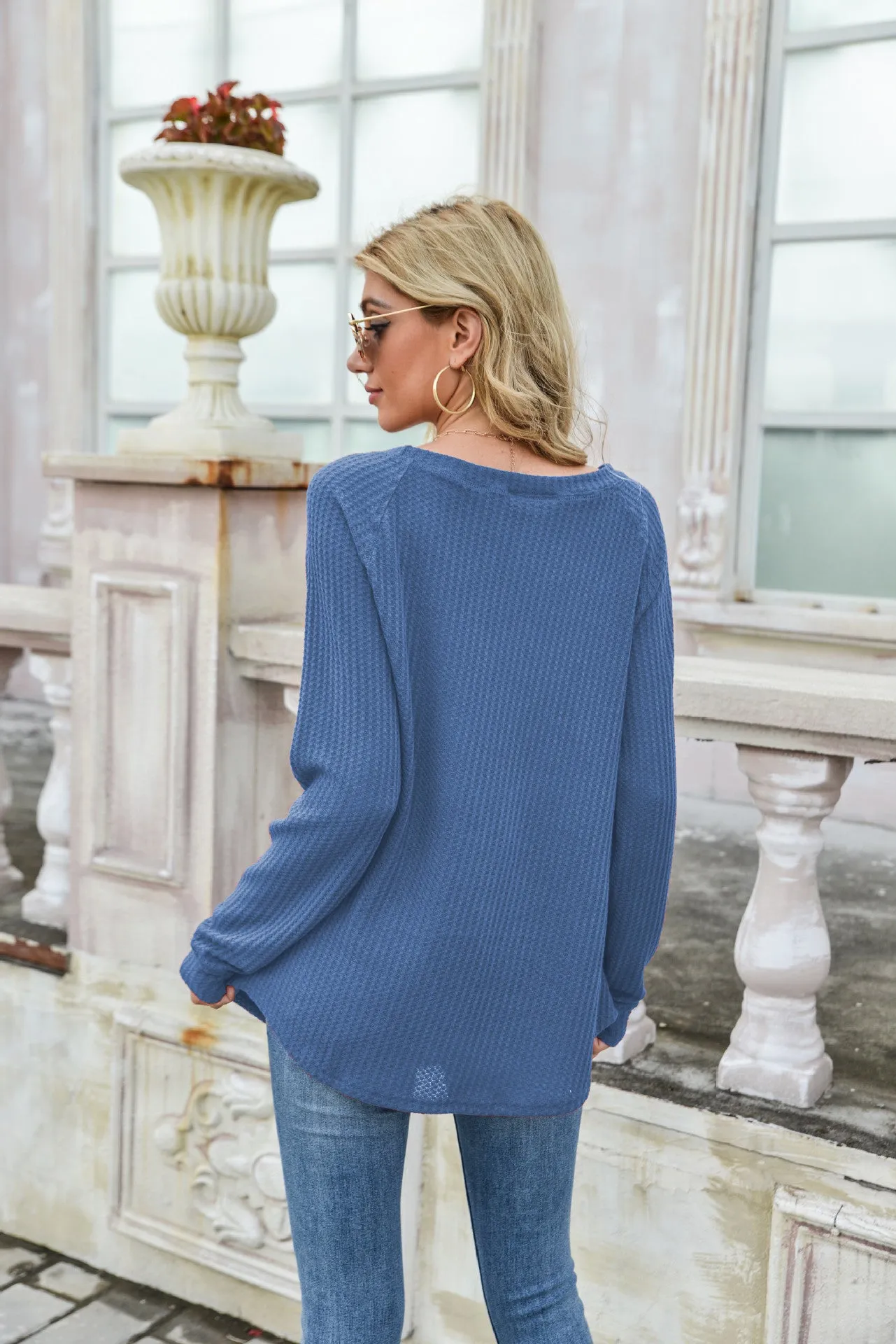 Fashion Soft Cross Stitching Textured Pullover