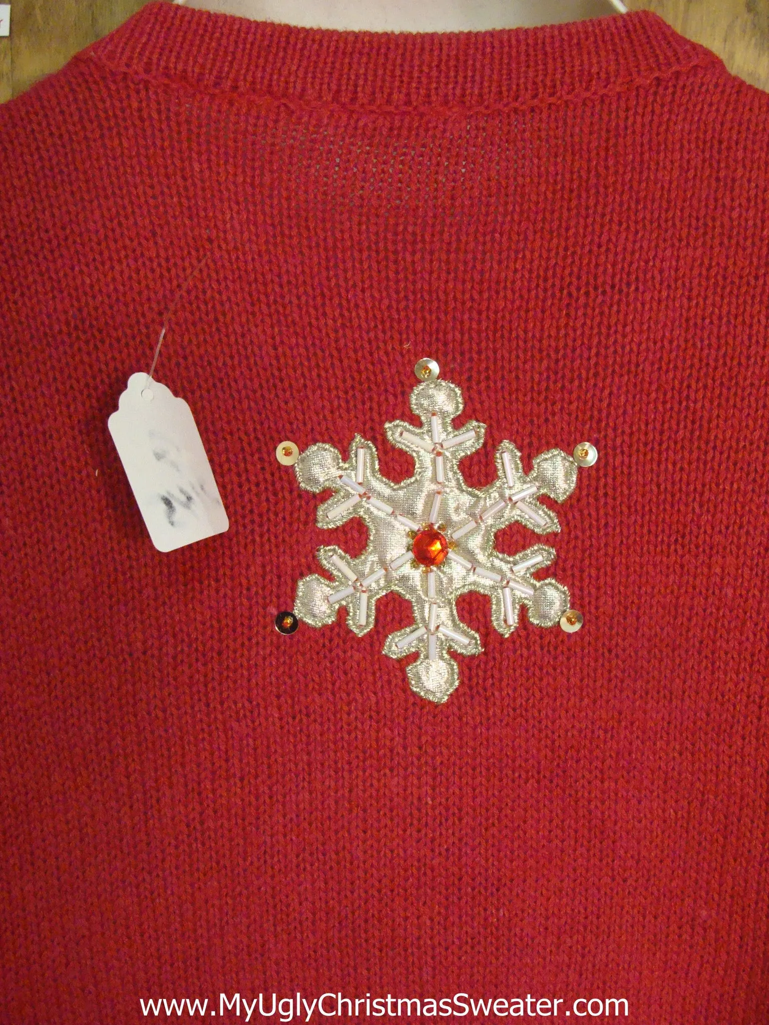 Festive Snowflakes Red Light Up Ugly Xmas Sweater