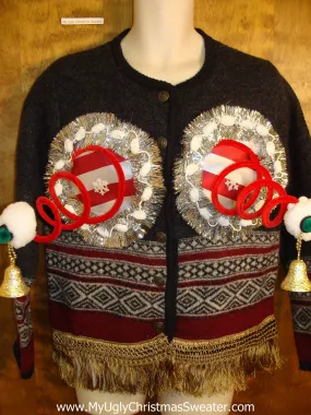 Funny Nordic Tacky  Christmas Naughty Sweater Cardigan