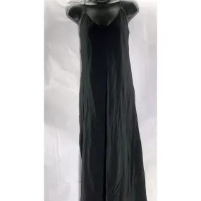 GAP Women's Black Solid V-Neck Adjustable Spaghetti Strap Slip Midi Dress SZ S