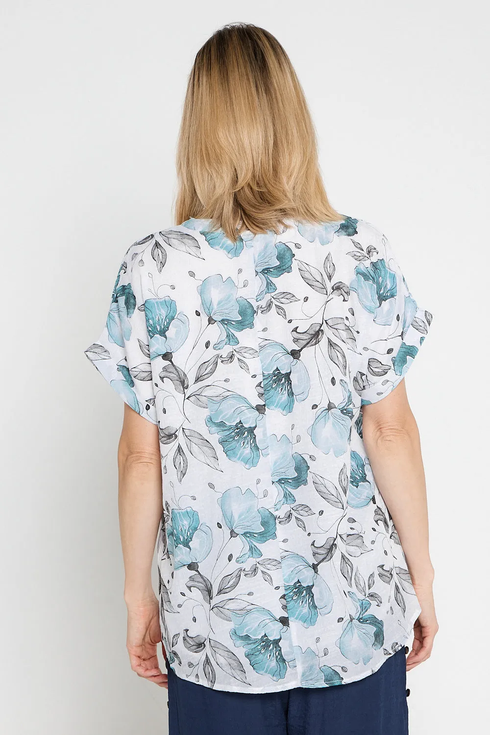 Gemma Top - Soft Teal Floral