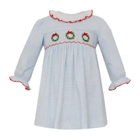 Girls Knit Dress with Smocked Wreaths