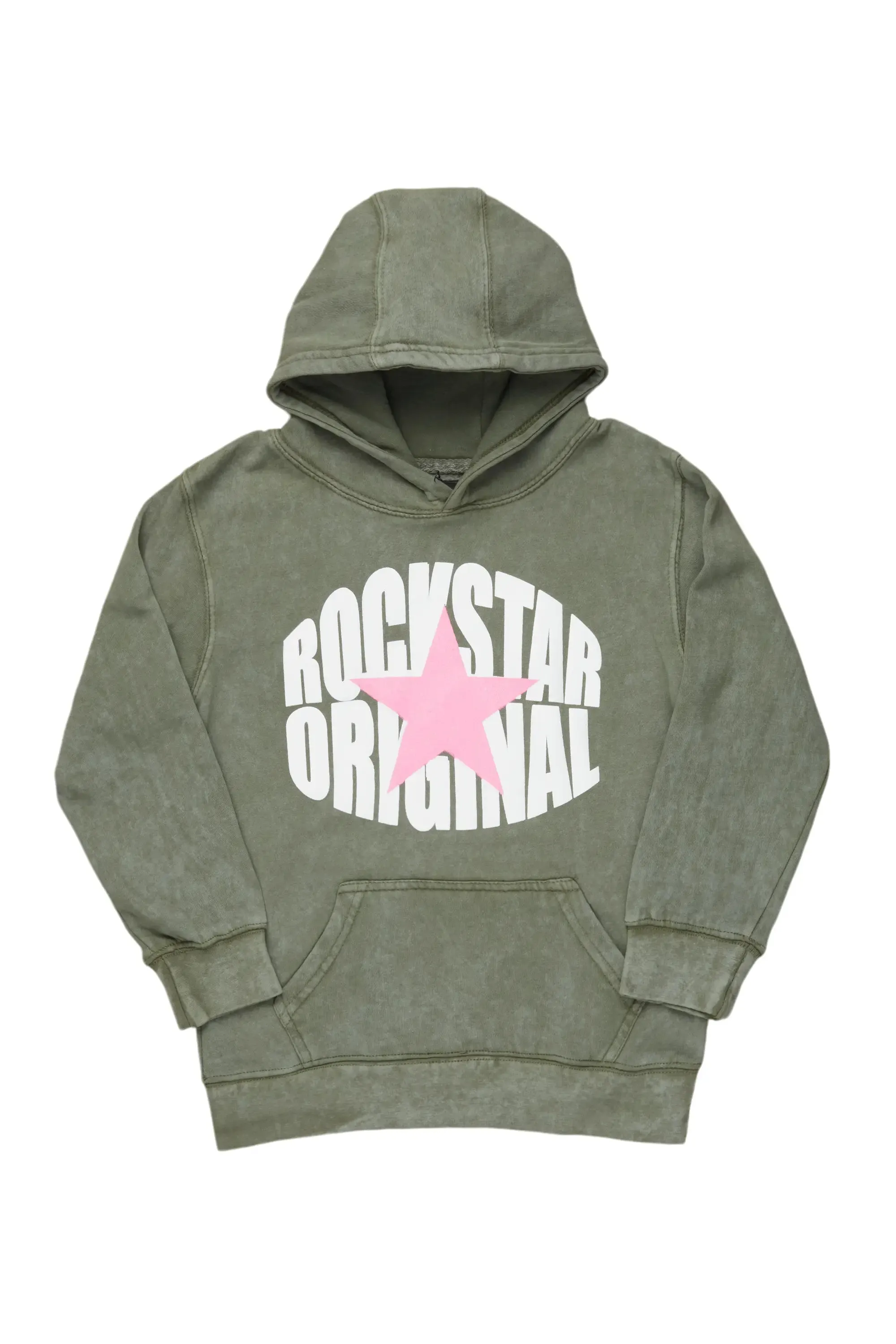 Girls Mia Vintage Green Graphic Hoodie