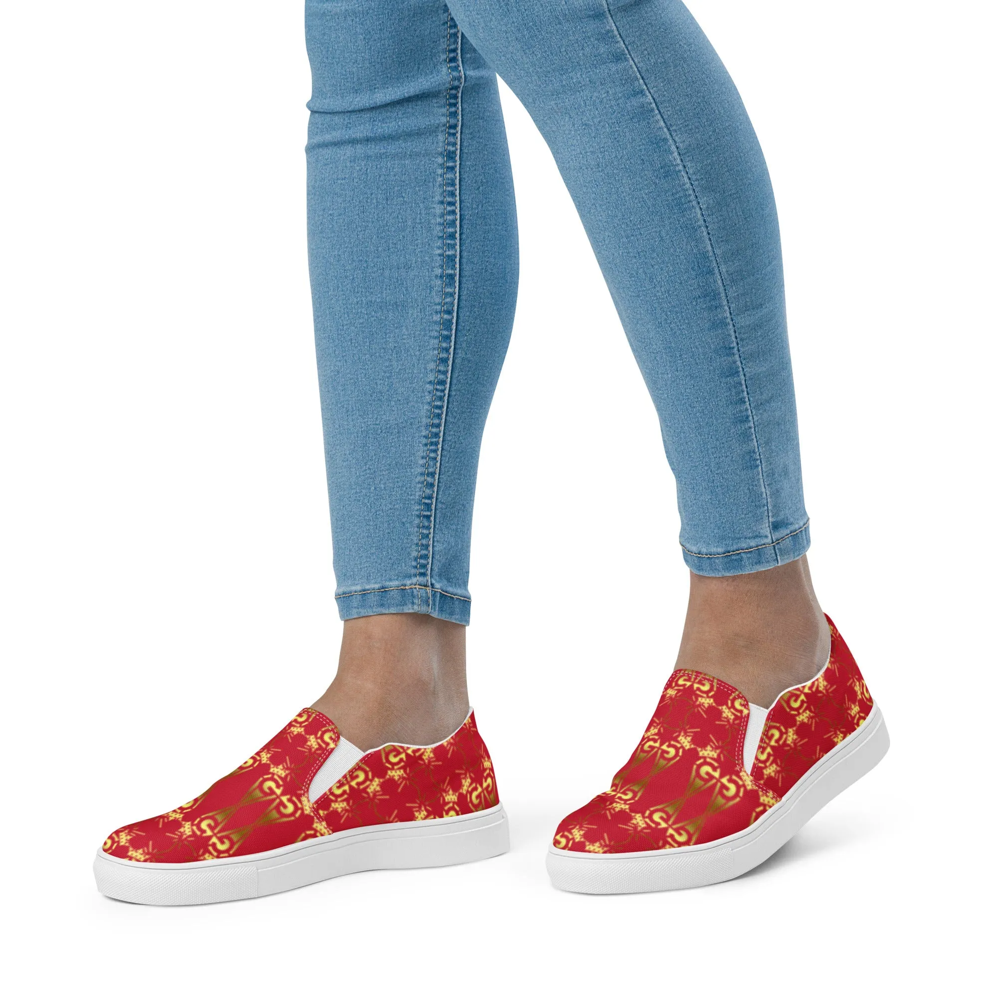 Glamire Women’s Slip-on Canvas Shoes Red