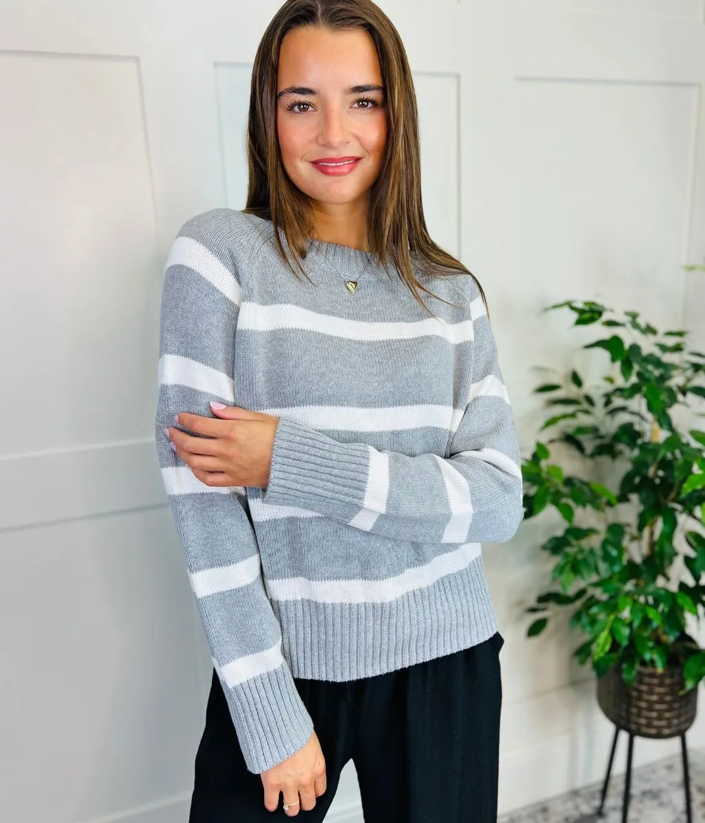 Grey Classic Striped Jumper