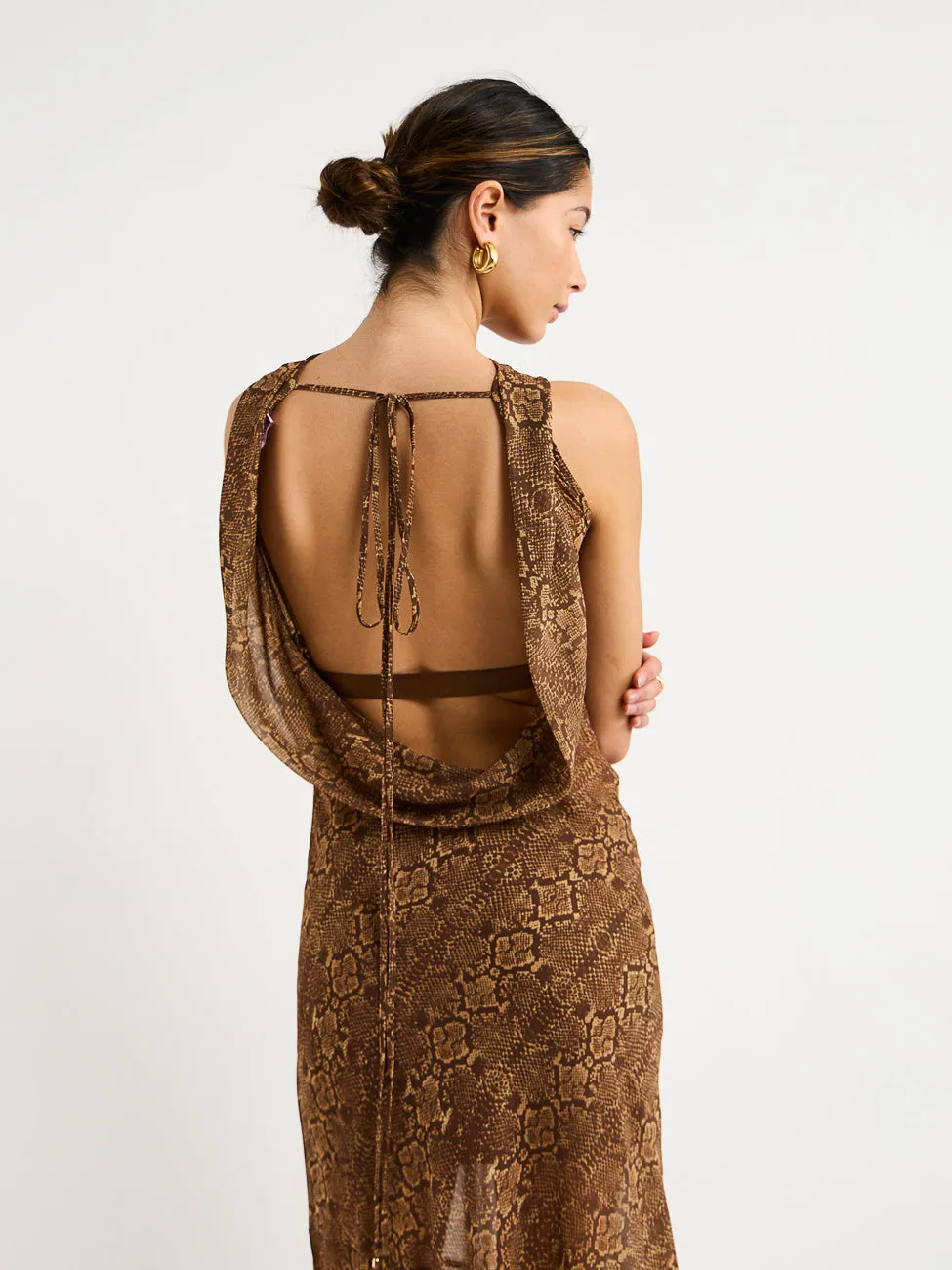 Hansen and Gretel Emmery Backless Cowl Dress in Serpent