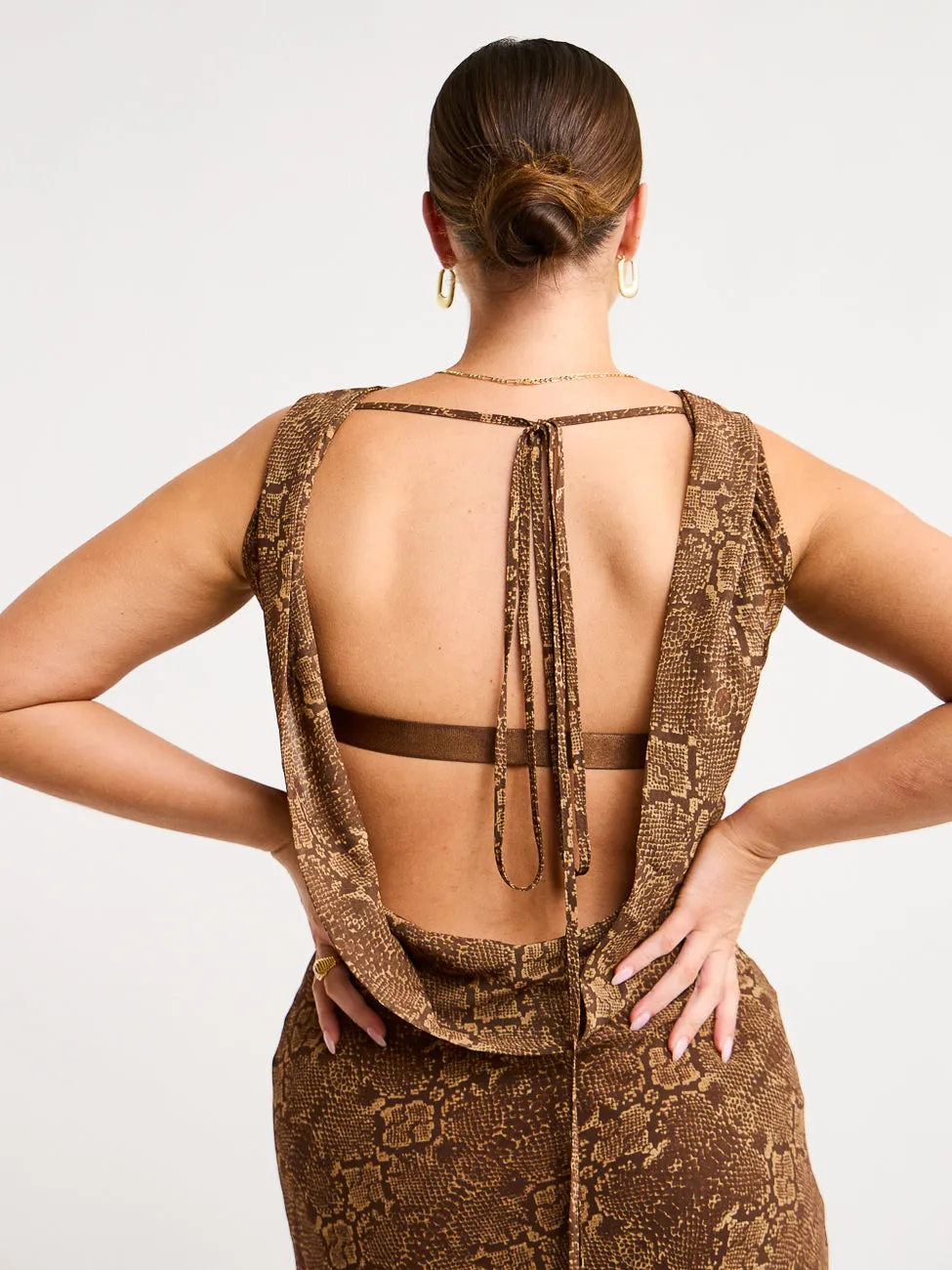 Hansen and Gretel Emmery Backless Cowl Dress in Serpent