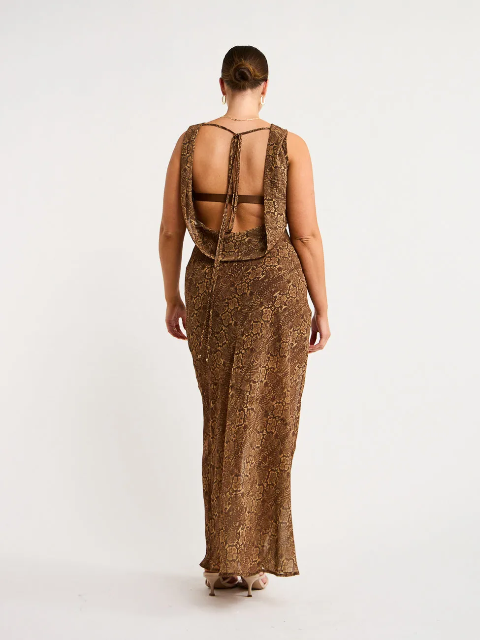 Hansen and Gretel Emmery Backless Cowl Dress in Serpent