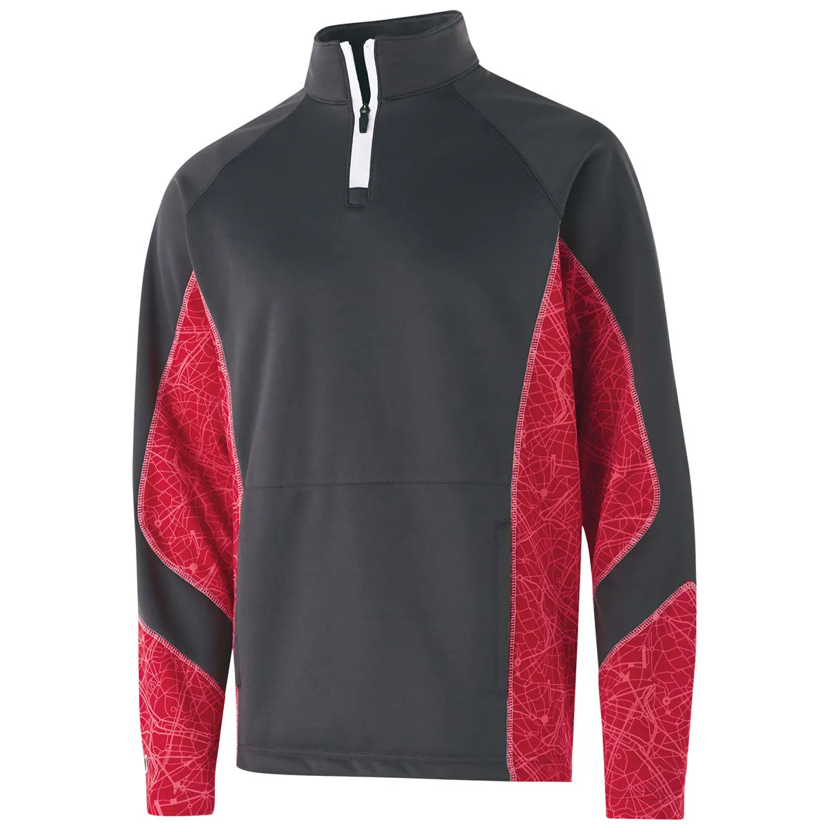 Holloway Men's Carbon/Scarlet/White Performance Fleece Complex Pullover