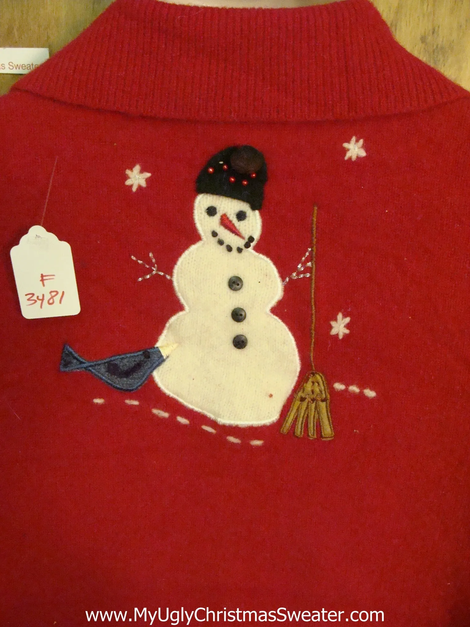 Horrible Red Christmas Sweater with Snowmen