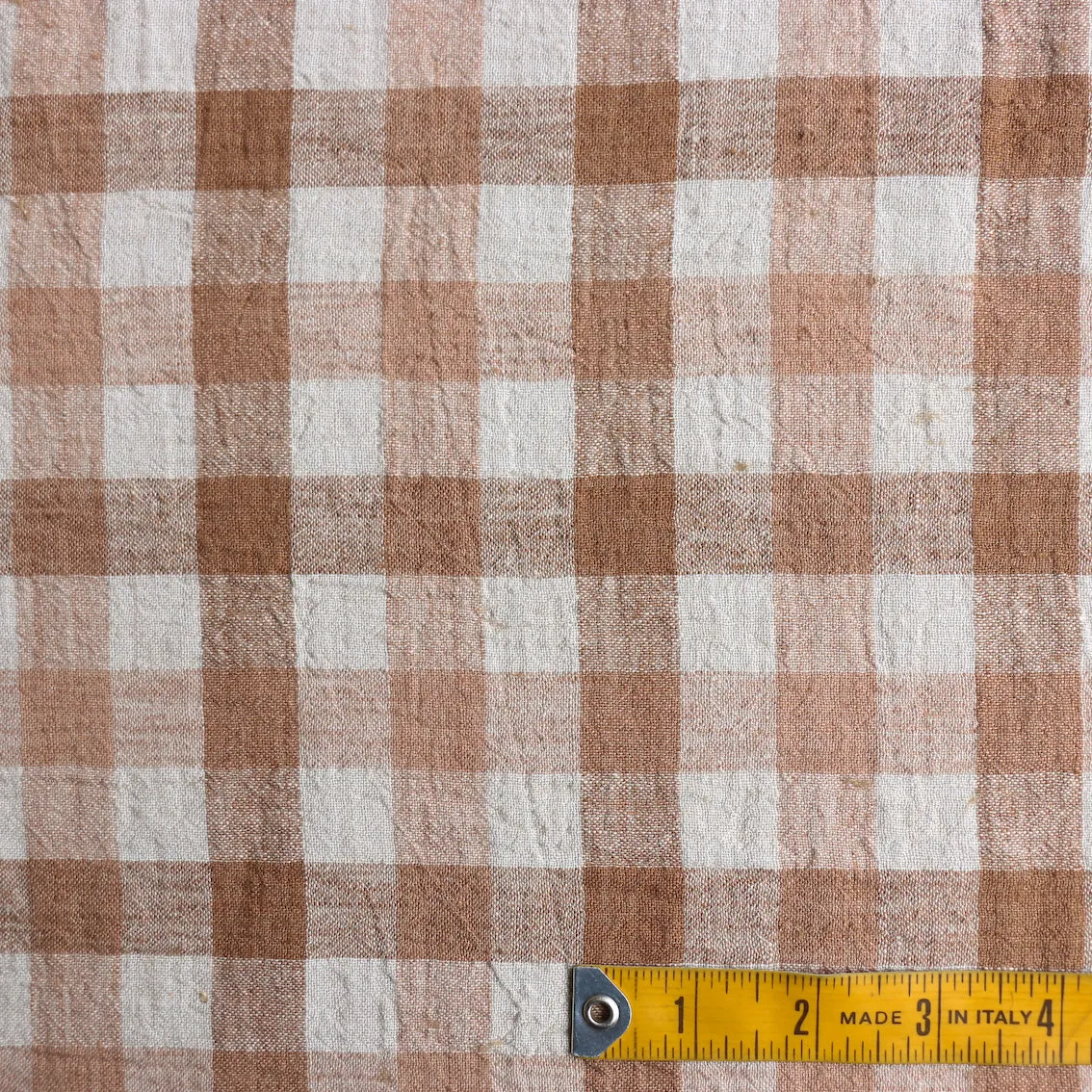 Isla Cognac Crinkle Linen Check