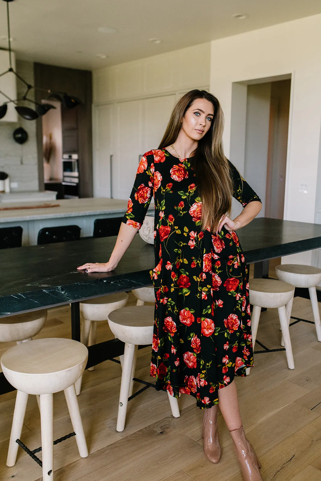 Jessi Dress Black Sunset Rose