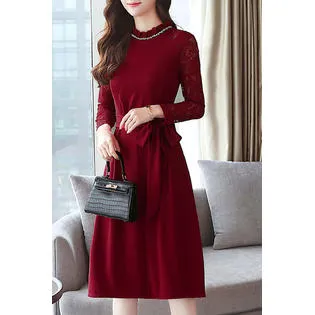 Ketty More Women Round Neck Long Sleeve Fashion Dress-KMWC815