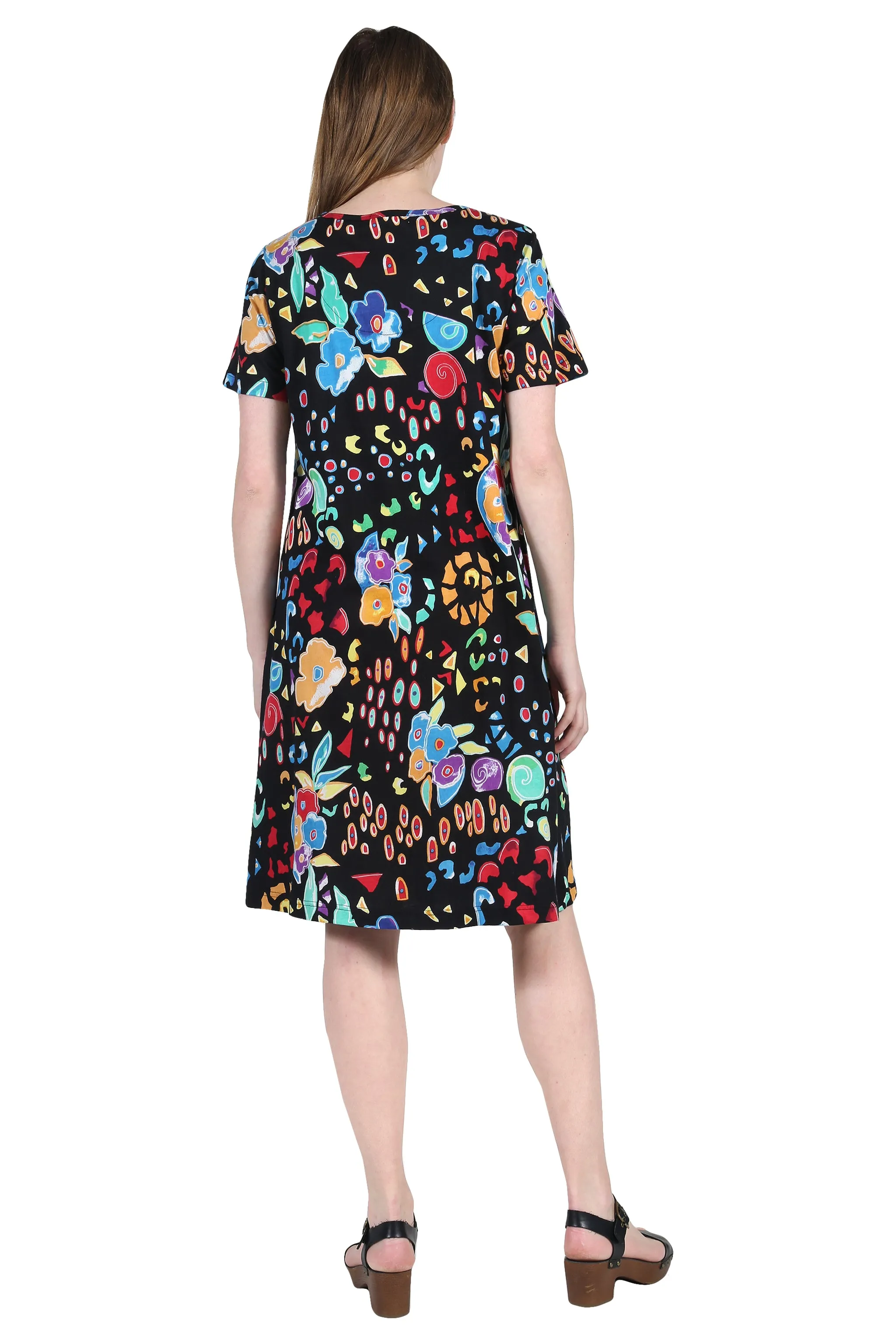 La Cera Abstract Floral Print Cotton Dress