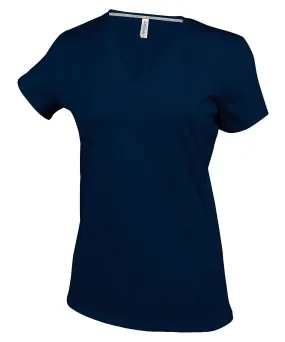 Ladies short-sleeved V-neck T-shirt | Navy