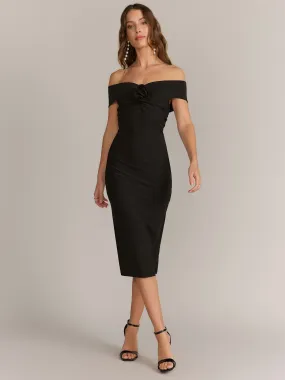 Lena Off Shoulder Rosette Jersey Dress - Brands We Love