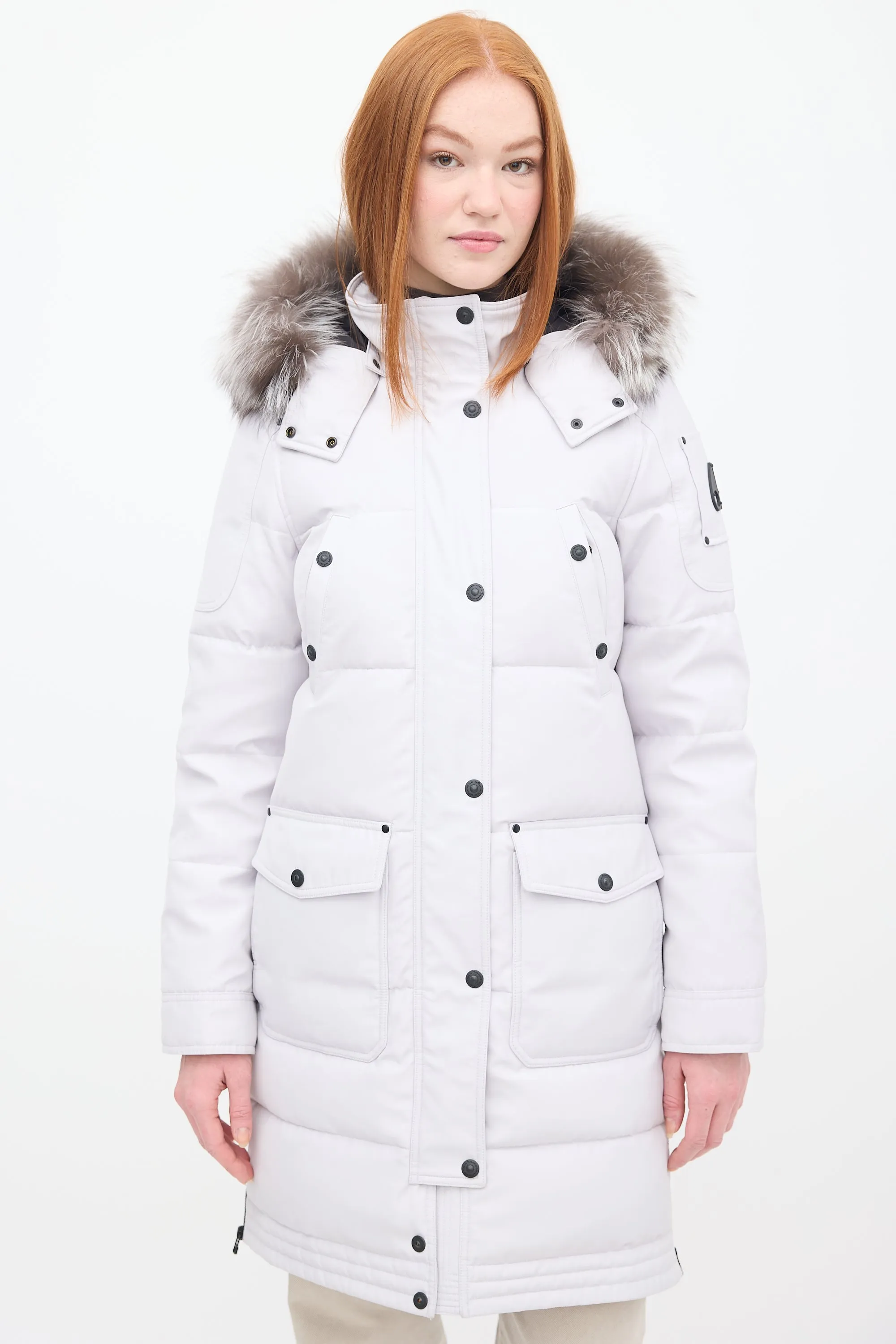 Light Grey Down & Fur Trim Causapscal Parka