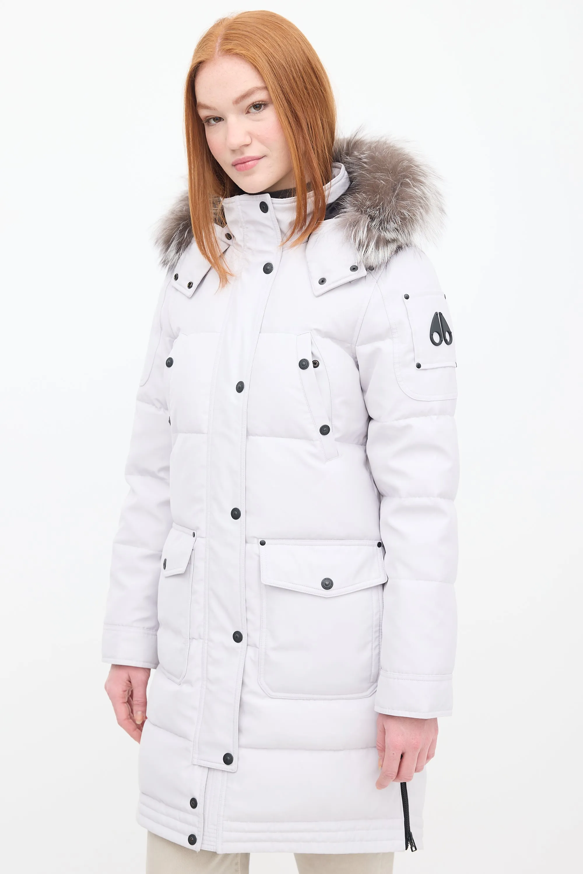 Light Grey Down & Fur Trim Causapscal Parka