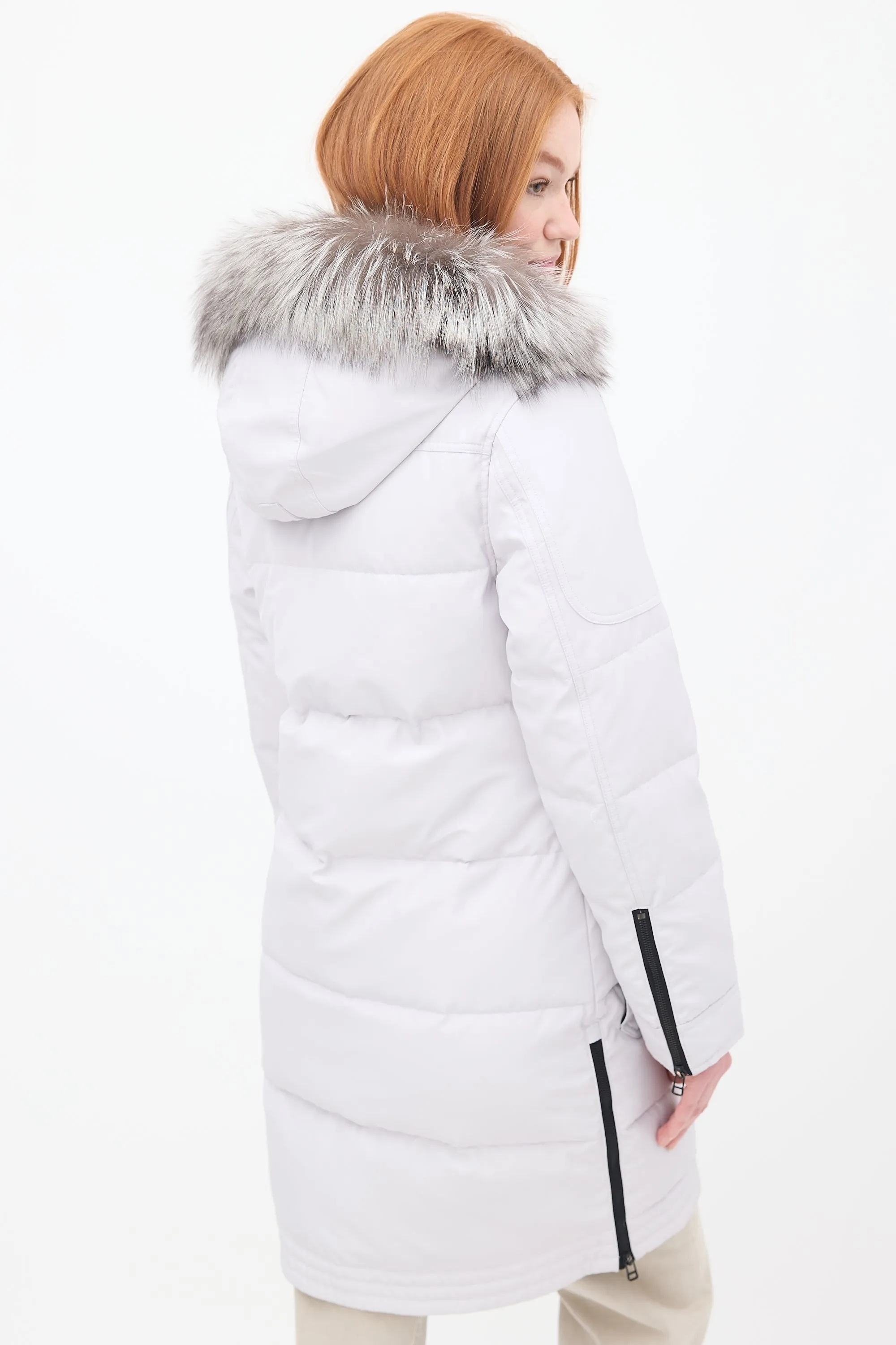 Light Grey Down & Fur Trim Causapscal Parka