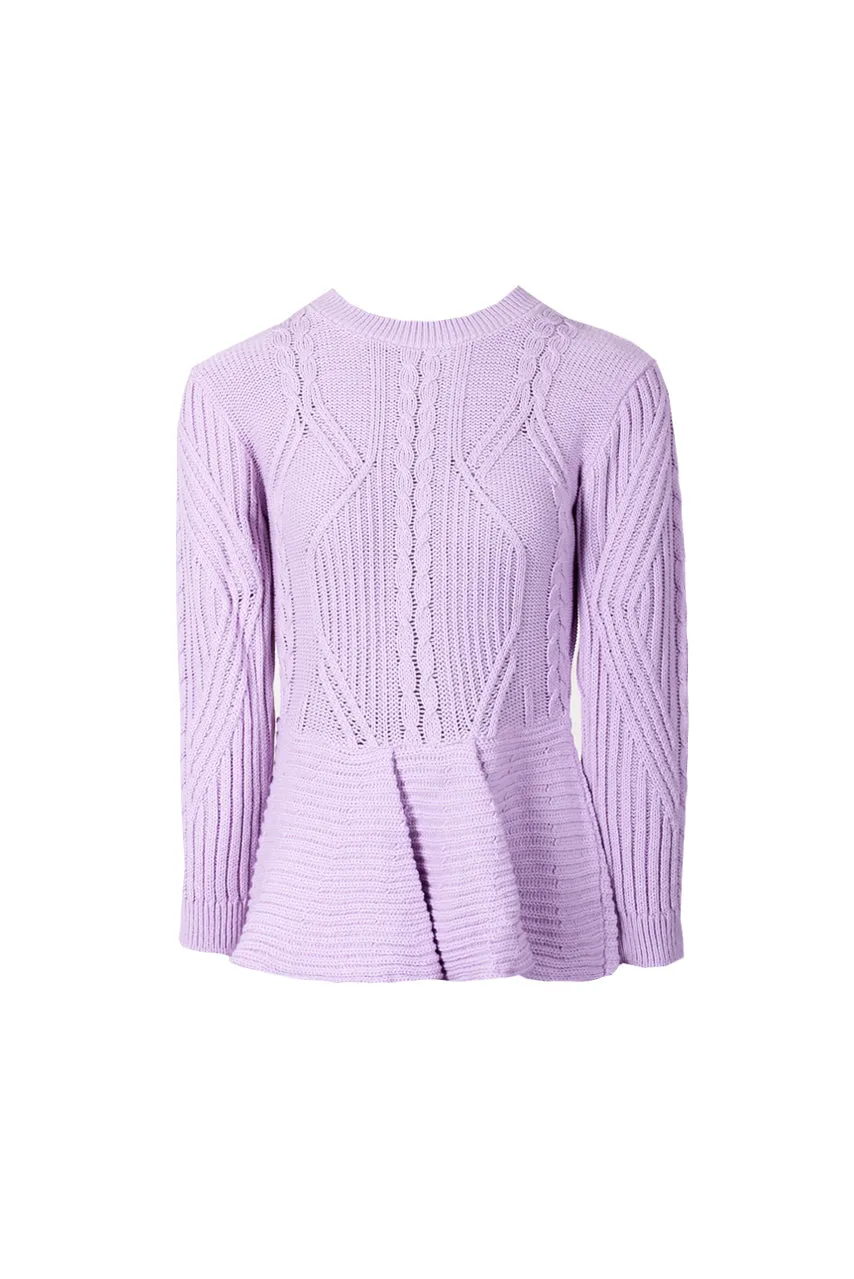 Lilac Peplum Knitted Jumper