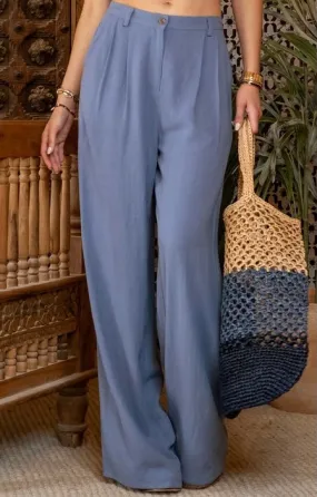 Linen Mix High Waisted Wide Leg Pants