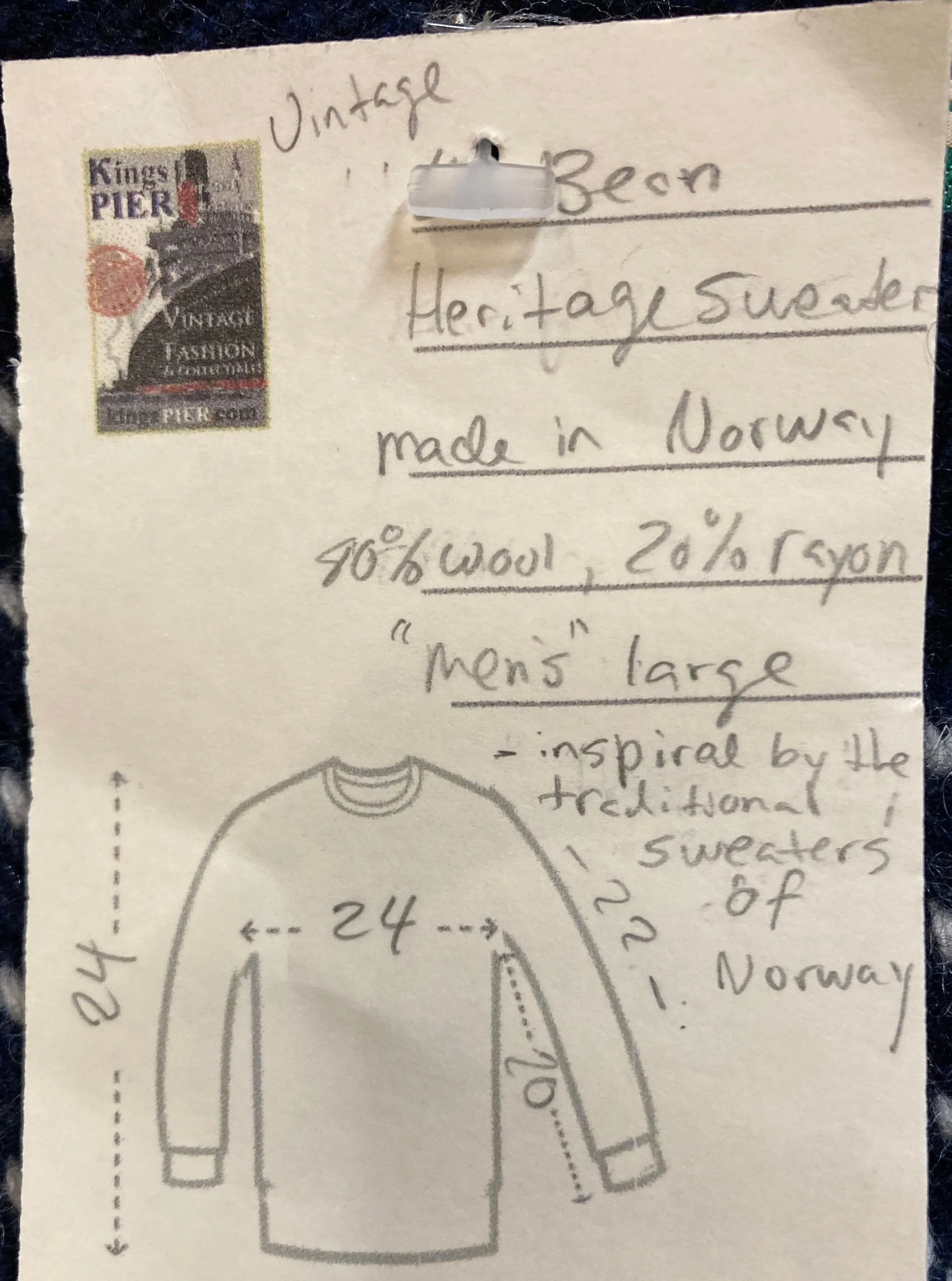 L.L. Bean Heritage Crewneck Sweater, Made in Norway SOLD