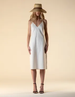 Lotus Cotton Slip Midi Dress White