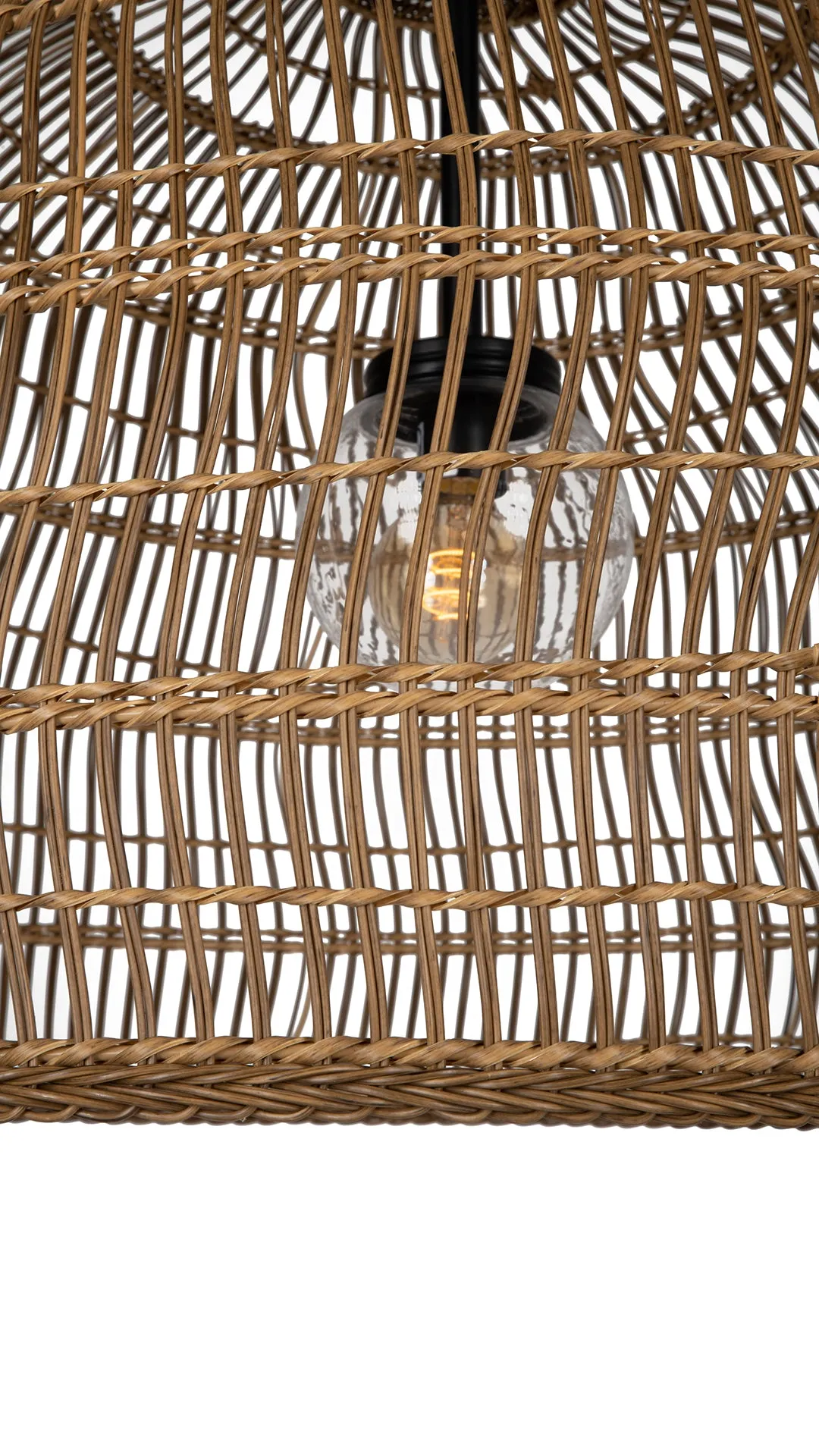 Luhu Open Weave All Weather Cane Rib Outdoor Bell Pendant Lamp