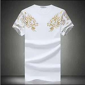 M-5XL 2019 Summer Short Sleeve Mens T Shirt New Fashion Kirin Print O-Neck T Shirt Men Casual Design Fitness Top Tee Shirt Homme