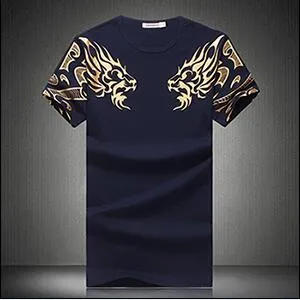 M-5XL 2019 Summer Short Sleeve Mens T Shirt New Fashion Kirin Print O-Neck T Shirt Men Casual Design Fitness Top Tee Shirt Homme